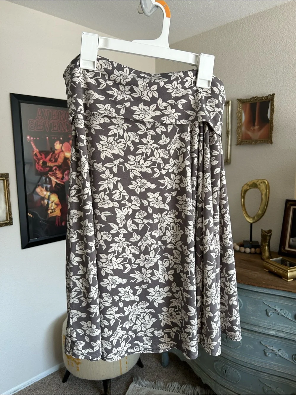 Vtg 90s Y2K Floral Midi Skirt Fold Over Cottagecore Flowy Dainty Fairy Layering